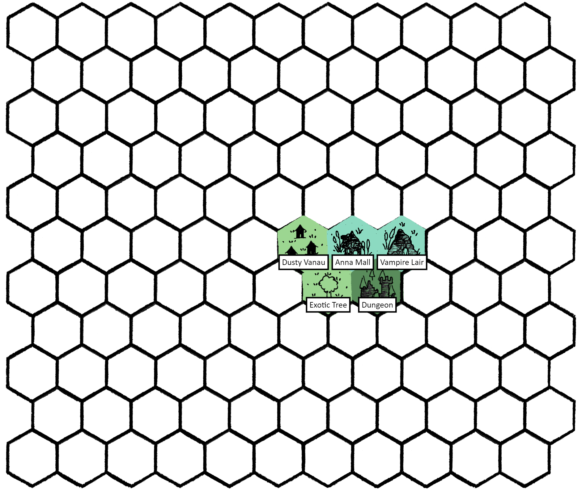 The Hex Map after the first expedition